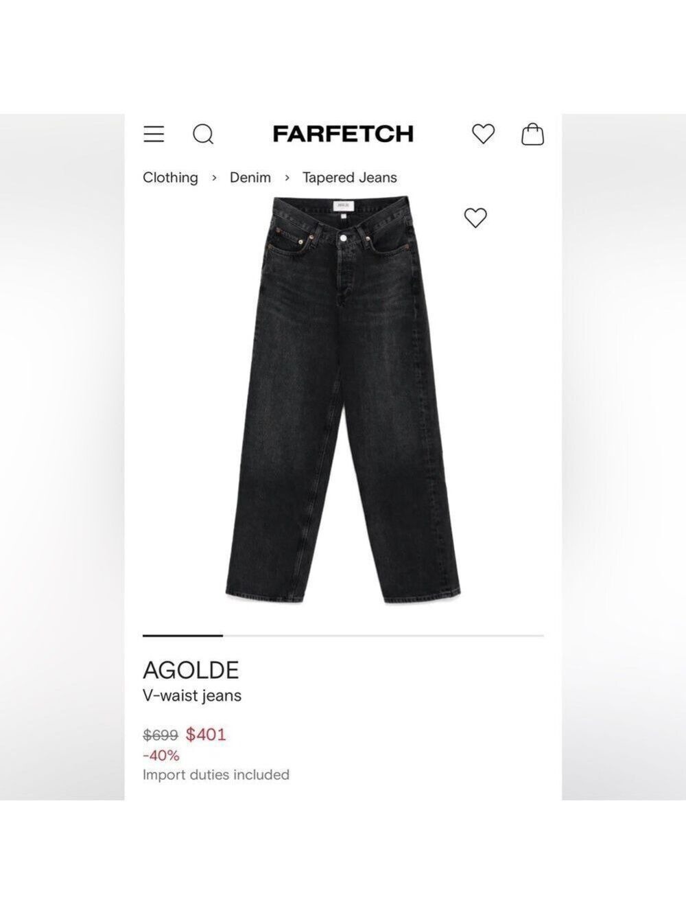 AGOLDE V-Waist Baggy Jeans Size 24 - Picture 4 of 14